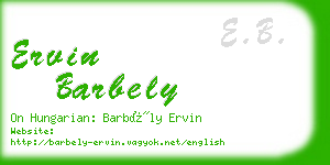 ervin barbely business card